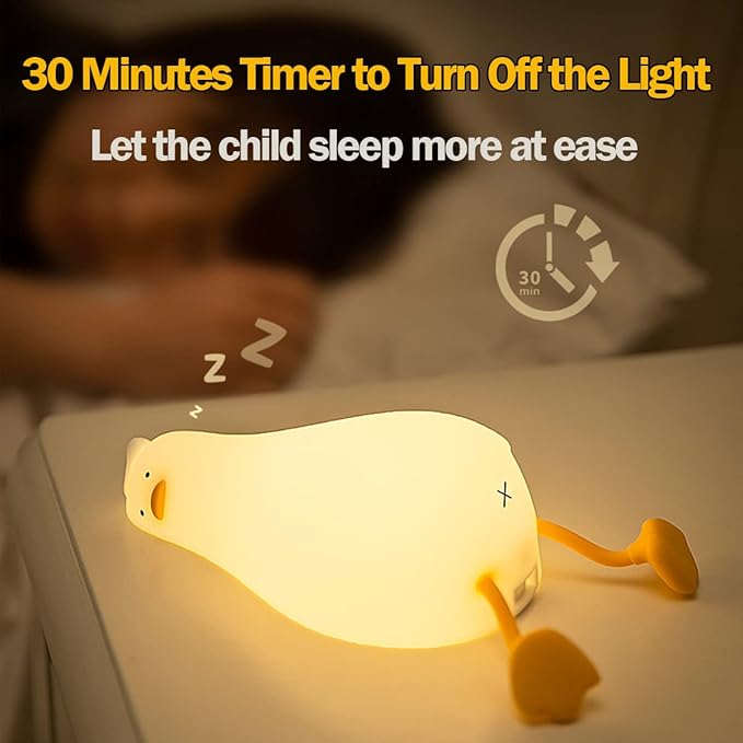 Night Light for Kids ,Cute Silicone Nursery Duck Lamp for Baby and Toddler,Fun Animals NightLight for Boys and Girls,Squishy Night Lamp for Bedroom,Kawaii Bedside Lamp for Kids Room