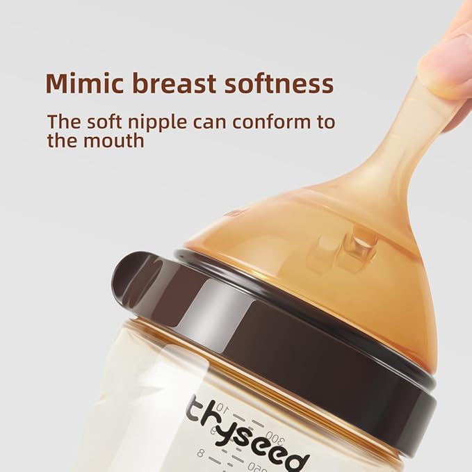 Thyseed PPSU Natural Breast-Like Bottle with Nipple(0-3 Months),10oz，1pack