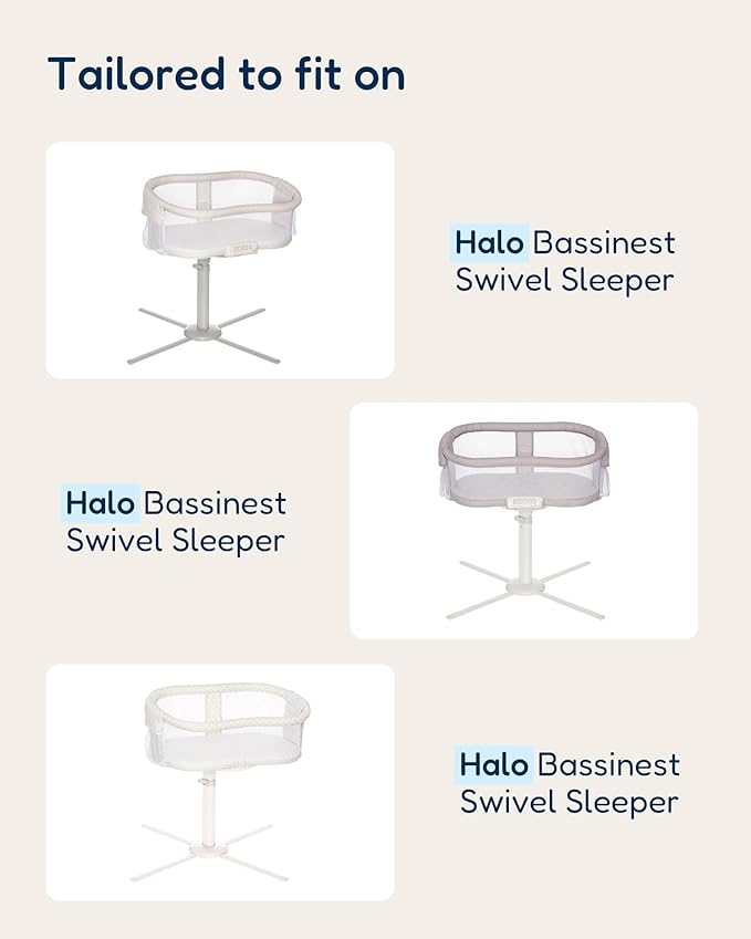 Halo Bassinest Fitted Sheets, Fits Halo BassiNest Sleeper Swivel, Flex, Glide, Premiere & Luxe Series Sleeper and Other 18x30 Bassinet Mattress - Buttery Soft Stretchy Jersey Fabric, 2 Pack
