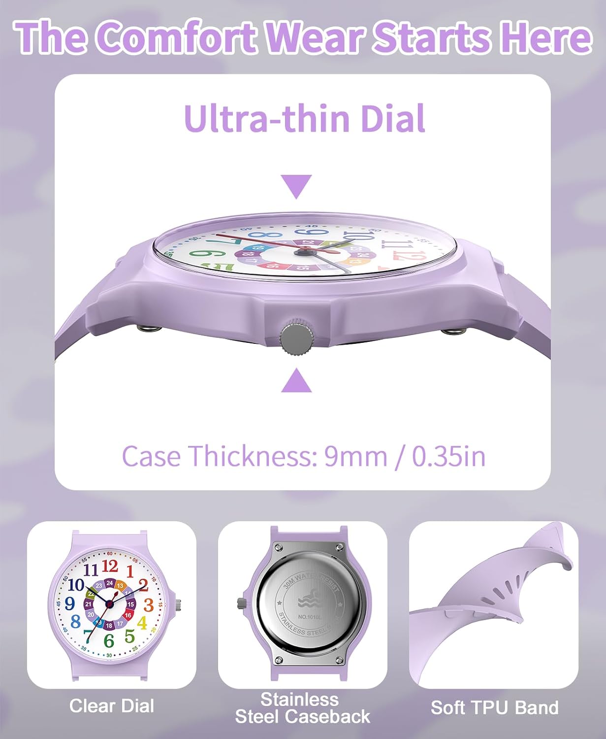 Kids Analog Watch Boys Girls, 30M Waterproof, Sports Watch for Boys, Easy to Read Children's Thin Dial Wrist Watches with Soft Band, for Ages 5-15 Kids Great Birthday Gifts Christmas Day