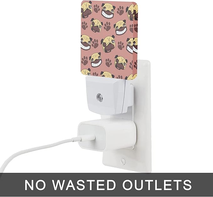 Dog Night Light,Cute Dog Paws Night Lights Plug into Wall with Dusk to Dawn Light Sensors 0.5W Dim Night-Lights for Bedroom