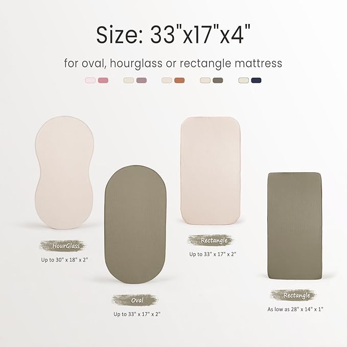 lulumoon Baby Muslin Bassinet Sheets: Cotton Bassinet Sheets Neutral for Boys and Girls - Fitted for Oval Rectangle or Hourglass