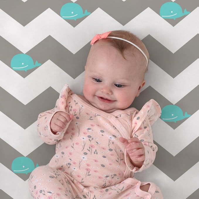 Pack n Play Sheets, BROLEX 2 Pack Mini Crib Sheets,Stretchy Portable Fitted Playard Sheet Set, Convertible Playard Mattress Cover,Ultra Soft Breathable Material,Whale Cloud