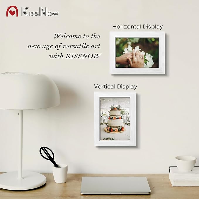 5x7 Picture Frame 2 Pack, White Solid Wood Gallery Photo Frame, Wall Hanging or Tabletop Display