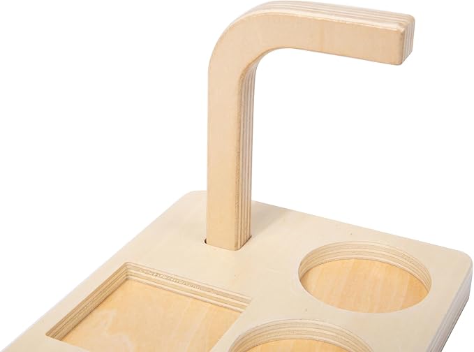 Adena Montessori Wooden Stacking and Sorting Ring,Wooden Rings on Peg,5 Shapes on Curved Peg Horizontal Dowel Variation,Baby Toddler Educational Eearly Learning Toys for 1 Year Olds Boy and Girl Gift