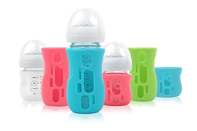 Olababy Silicone Sleeve for Avent Natural Glass Baby Bottles (8 oz, Translucent)