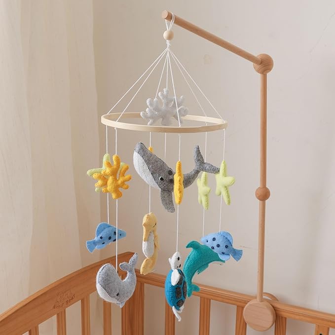 Baby Crib Mobile, Felt Ocean Mobile for Boys and Girls, Baby Mobile for Bassinet, Baby Bedroom Hanging Nursery Decor Gift Set