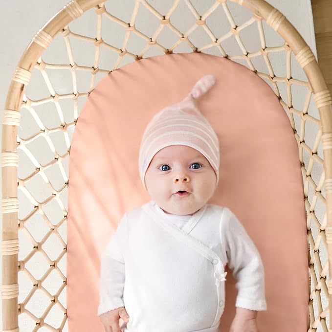 GRSSDER Stretchy Ultra Soft Fitted Bassinet Sheets 3 Pack, Universal Fit for Baby Cradle Moses Basket Oval Rectangle Mattress Safe and Snug, Dream & Blush Flora Stylish Print