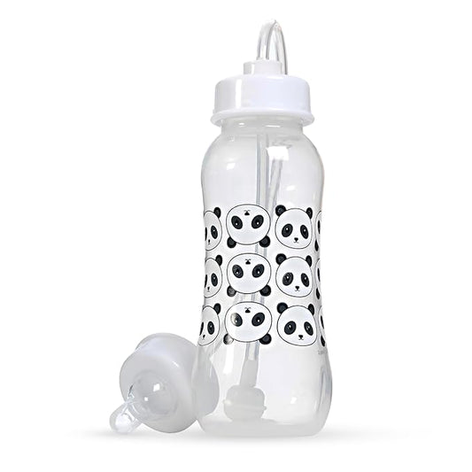 Hands-Free Baby Bottle - Anti-Colic Nursing System 9 oz Baby Bottle with Fast Flow Nipple/Teat 3m+ Infant with Tube Straw Feeding System for Toddler (1 Pack - Panda)