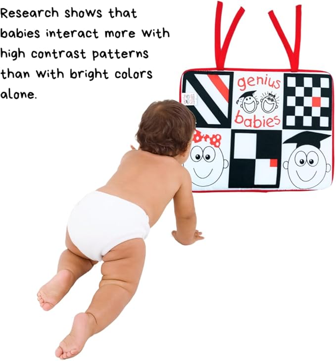 Genius Baby Toys Reversible Crib Mirror With High Contrast Colors - Easy to Attach, Lightweight and Portable - Great for Tummy Time