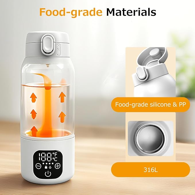 Portable Bottle Warmer for Travel,Dual Heating Modes for Breast Milk & Water,Fast Heating & Precise Temp Control,17 Ounces Portable Bottle Warmer for Vehicle,car,Airplane Journey,Outdoors