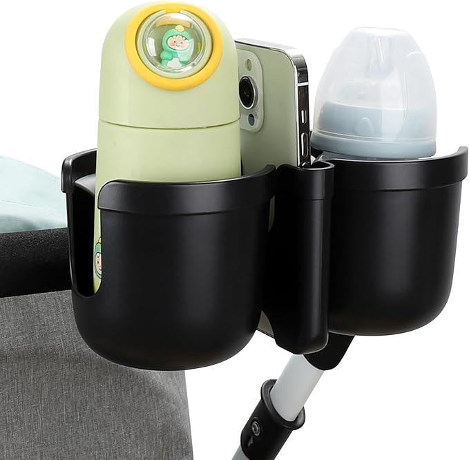 Accmor Stroller Cup Holder with Phone Holder, Universal Cup Holder for Uppababy Nuna Doona Strollers, 2-in-1 Bottle Phone Holder for Bike, Wheelchair, Walker, Scooter