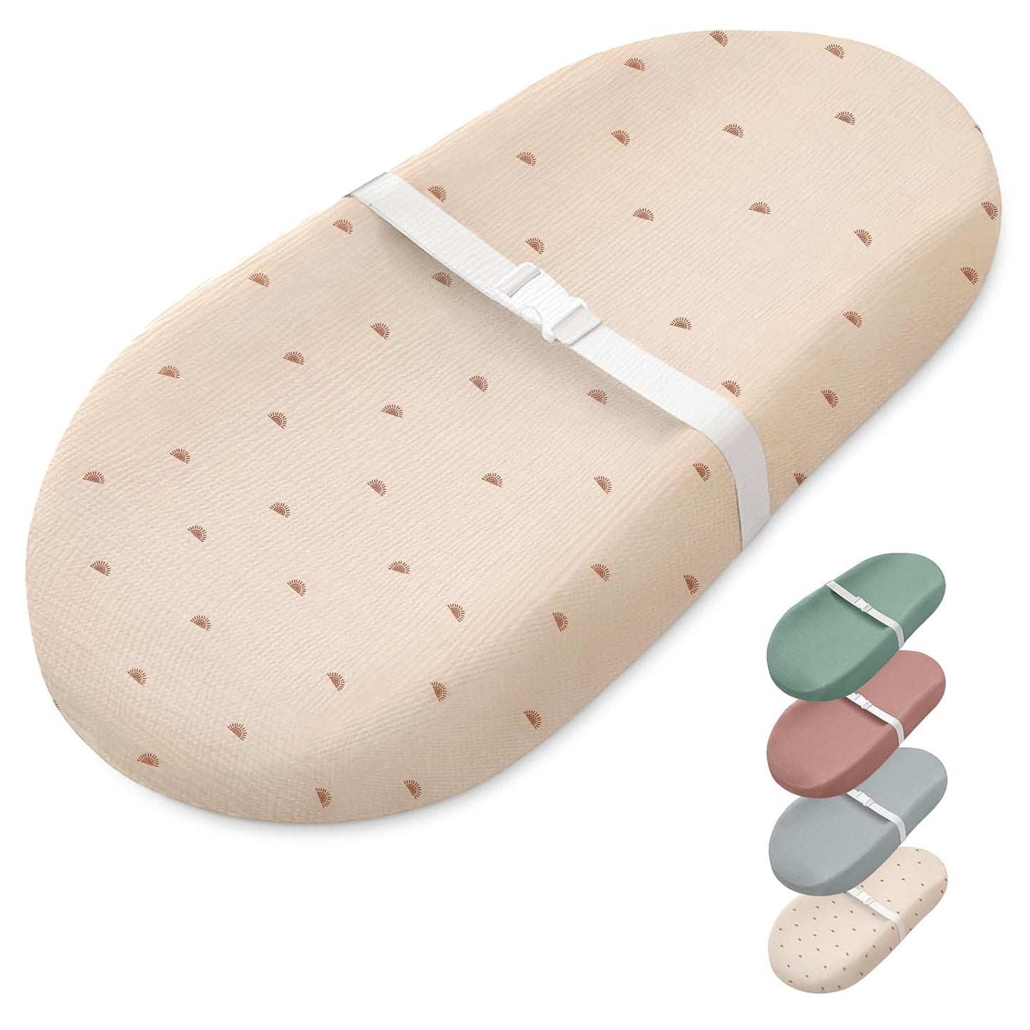 Blissful Diary Muslin Baby Changing Pad with Waterproof Lining Foam, Diaper Changing Table Pad with Cover for Dressers (Sunshine, Avocado)