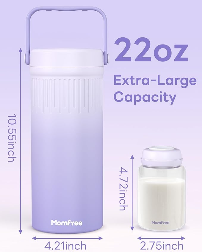 22oz Portable Breast Milk Cooler for Breastmilk Storage, Liquid Gold Saver 360° Cooling Keeps Milk Fresh for 24 Hours, Larger Capacity Breastmilk Chiller with 2pcs Bottles for Outdoor Mom