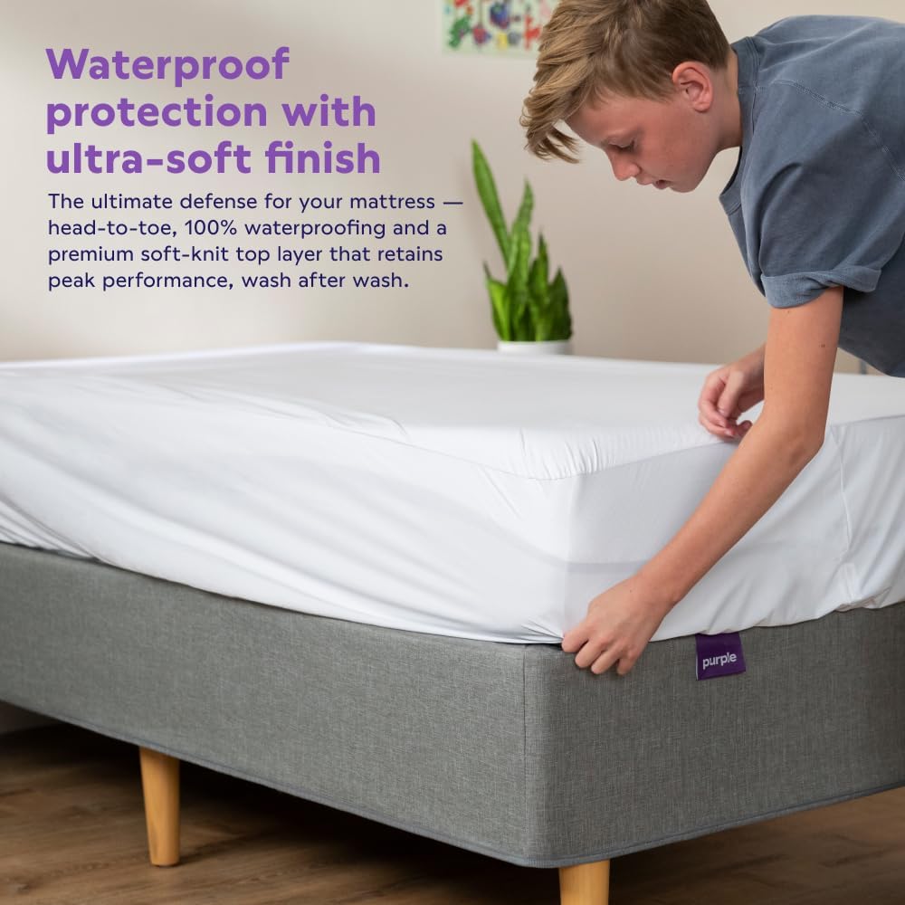 Purple Waterproof Mattress Protector – Full, Gold-Standard Protection, Comfort-First Design, Fits Mattresses 8” to 15.5”