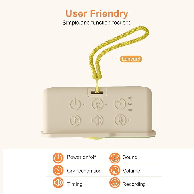 Sound Machine for Baby Soother,AI Cry Detection & Auto-Soothing,Parent-Voice Comfort,13 Soothing White Noise Machine,Record,Timer and Night Light, Ideal for Newborns,Sleeping Soother, Meditation