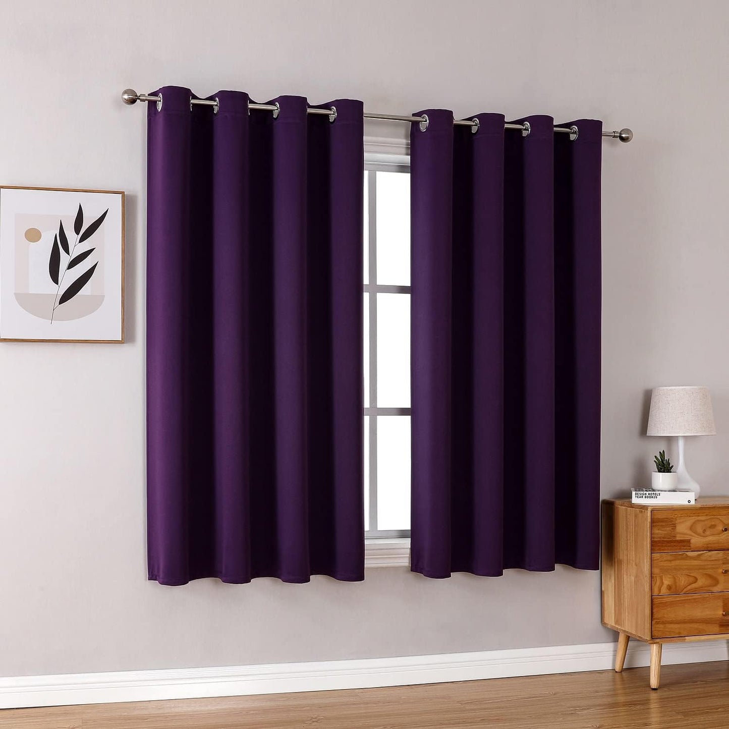 ChrisDowa Grommet Blackout Curtains for Bedroom and Living Room - 2 Panels Set Thermal Insulated Room Darkening Curtains (Royal Purple, 52W x 54L)
