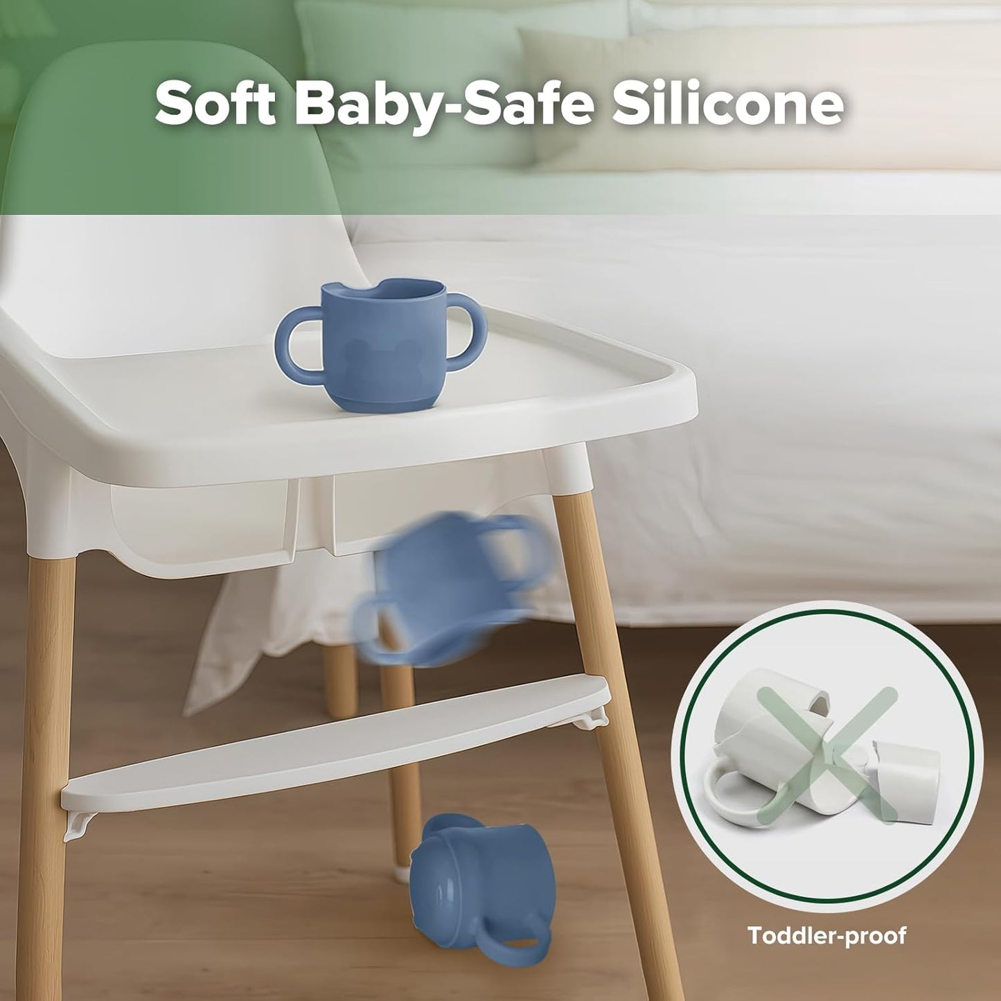 haakaa Silicone Toddler Cups, BPA Free Drop-Proof Training Cups for Baby 6 Months+, 5 Ounce (Bluestone)