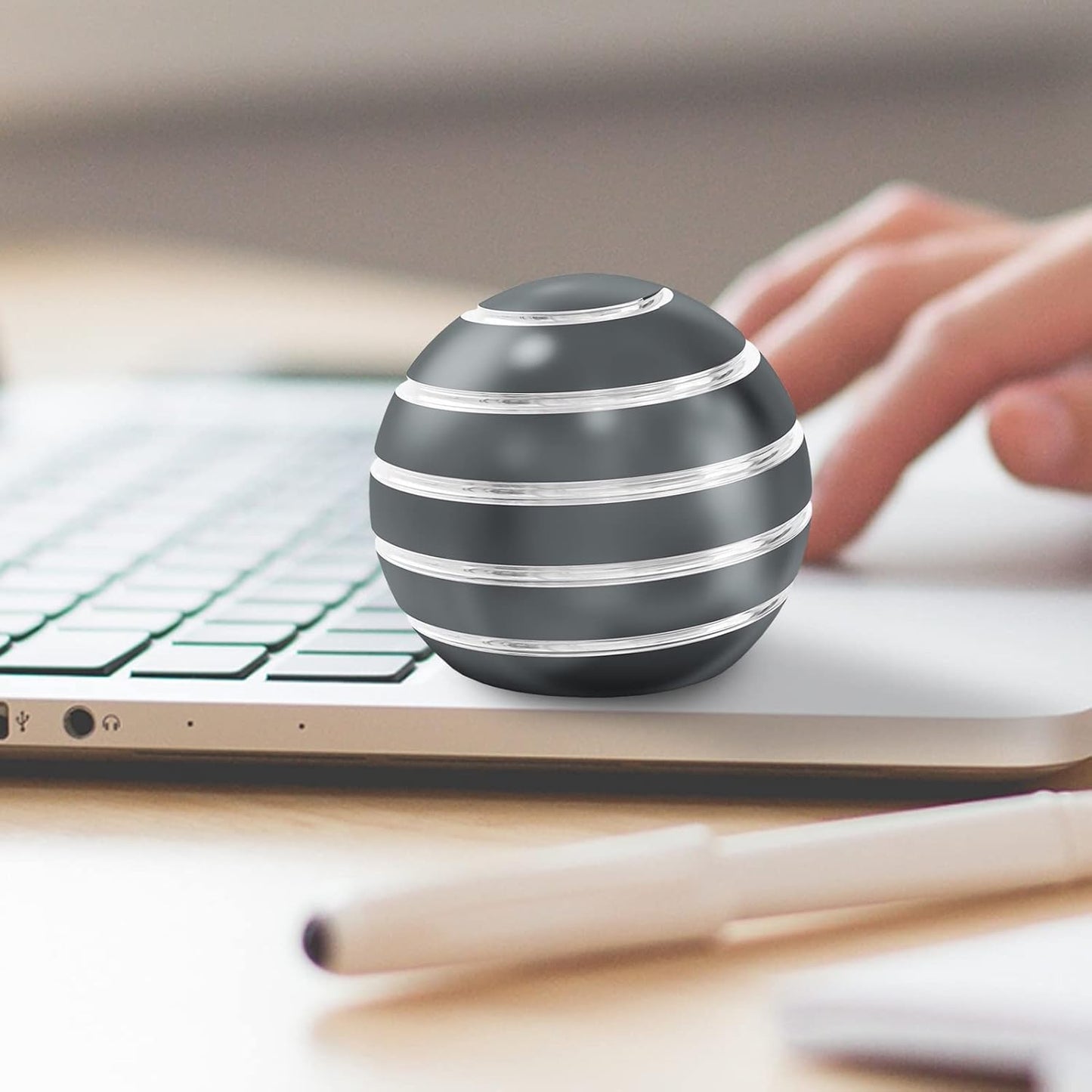 Kinetic Spinning Toys, Desktop Toys for Office for Adults, Cool Fidget Toys and Gadgets, Sensory Fidget Toy for Kids Party Favors, Stocking Stuffers (1.77", Gray)