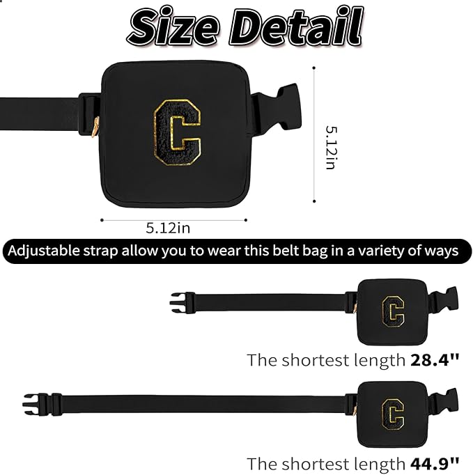 Customized Birthday Gifts for 2 3 4 5 6 7 8 9 10 11 Year Old Girls - Mini Fanny Pack Cute Crossbody Bag Trendy Stuff,Graduation Gifts for Girls Teens Kids Daughter Sister Her - Black,C