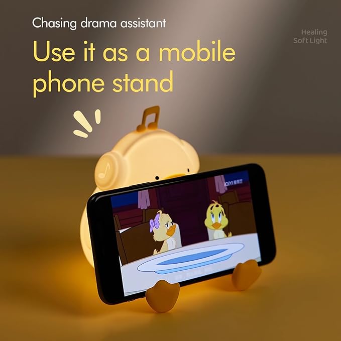 Night light for kids,Cute Music Duck Lamp,3-Level Dimmable USB Rechargeable Lamp with Timer Soothing Animal Toy for Nursery Bedroom Dorm Decor,Gift for Boys Girls Teens Adults (Birthday Christmas)