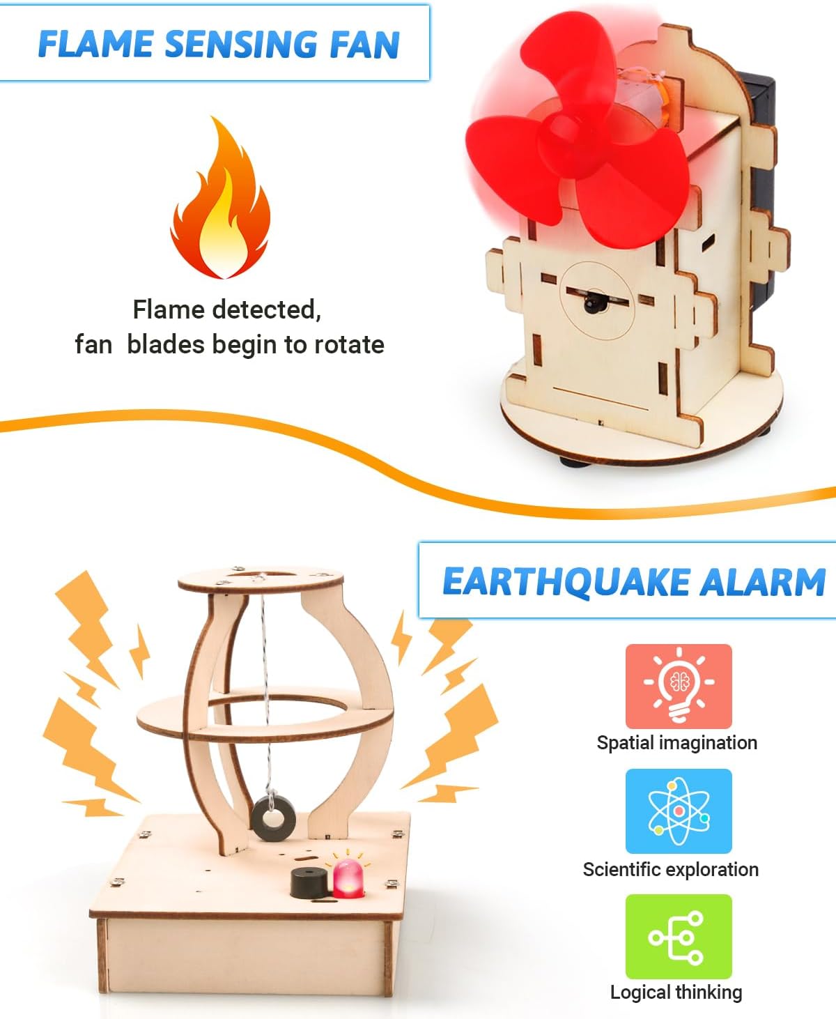 Poraxy STEM Kits for Kids Ages 8-10-12, 5 Set Wooden 3D Puzzles, Educational Science Experiment Building Projects Crafts, Toys for Ages 8-13, Birthday Gifts for Boys Girls 8 9 10 11 12 13 Years Old