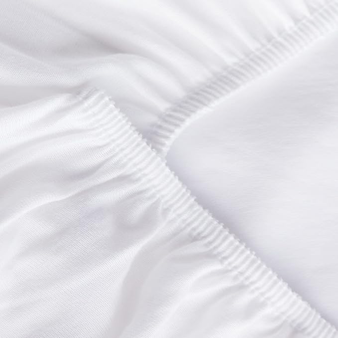 Bassinet Sheets Waterproof 2 Pack Bassinet Mattress Protector Cotton Fitted Cradle Sheets Set for Oval Rectangle Hourglass Mattres, Soft Breathable Mattress Pad Cover Baby Girl Boy, White