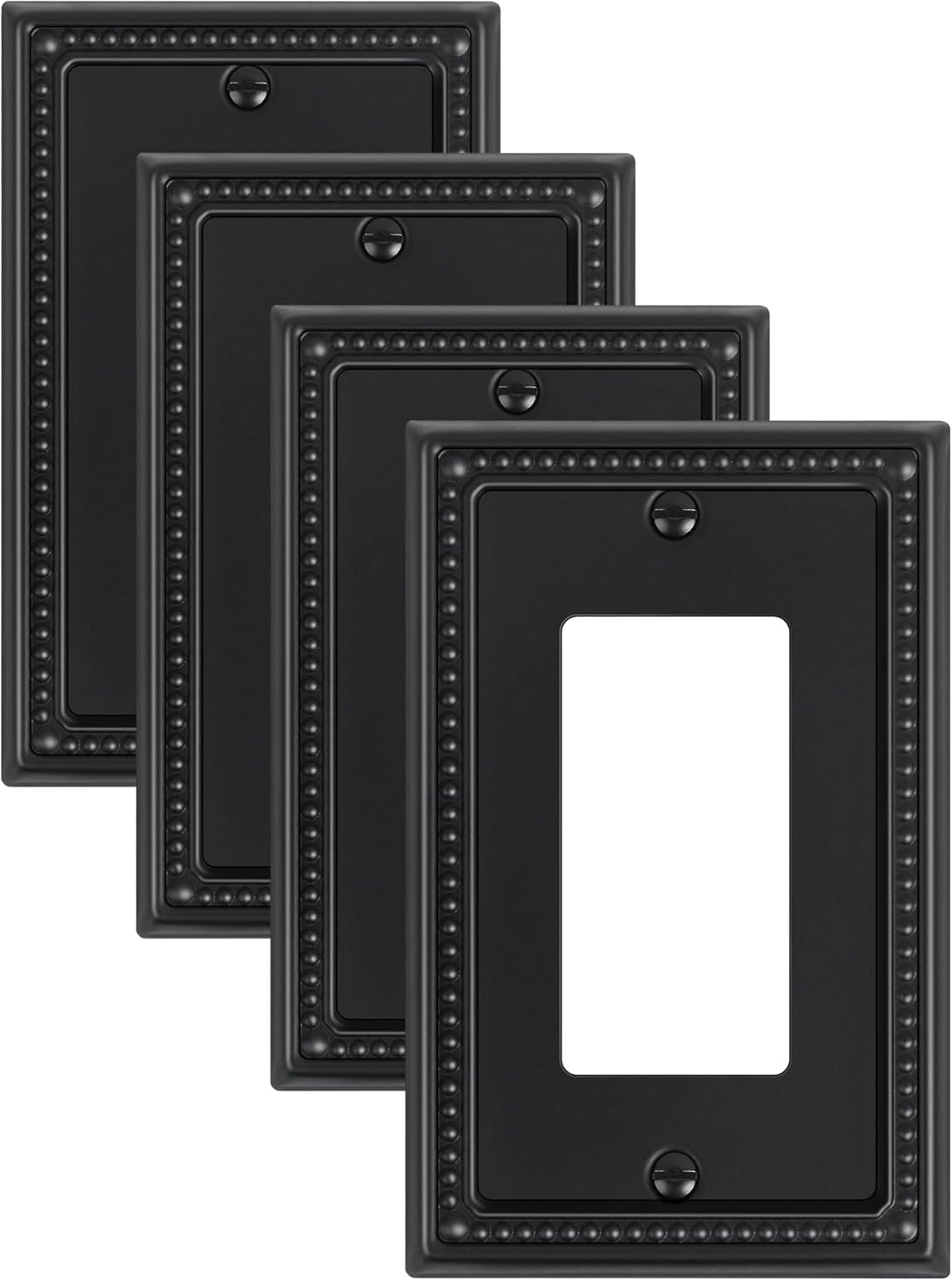 4-Pack Decorator Outlet Cover Plate, Pearls Decorative Switch Plates and Outlet Covers, Black Metal Wall Plates for Electrical Outlets, Receptacle, GFCI Outlet, Dimmer Switch