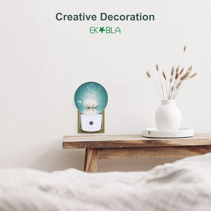 EKOBLA Lotus Night Light, Water Lily in Pond Dragonfly Floral Plug-in Night Lights with Dusk-to-Dawn Sensor for Bedroom Bathroom Living Room 0.5W Sleep Friendly for Women Girls Boys Gift