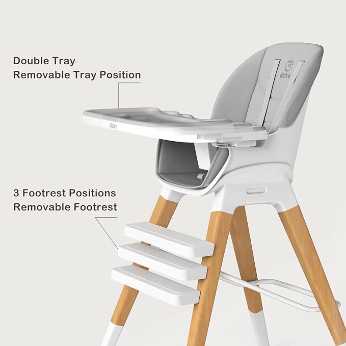 8 in 1 Convertible Wooden High Chair, Adjustable Baby High Chair for Babies and Toddlers with Tray, Easy to Clean, Grow with Family|Booster|Learning Table|High Stool