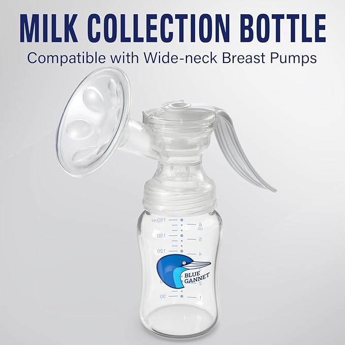Multipurpose Anti-Colic Glass Baby Bottles with Slow Flow and Natural Flow Nipples, Breast Milk Collection and Storage Bottles, Wide-Neck Breast Pumps Compatible, 6-Pack (4oz, 6oz, 8oz)
