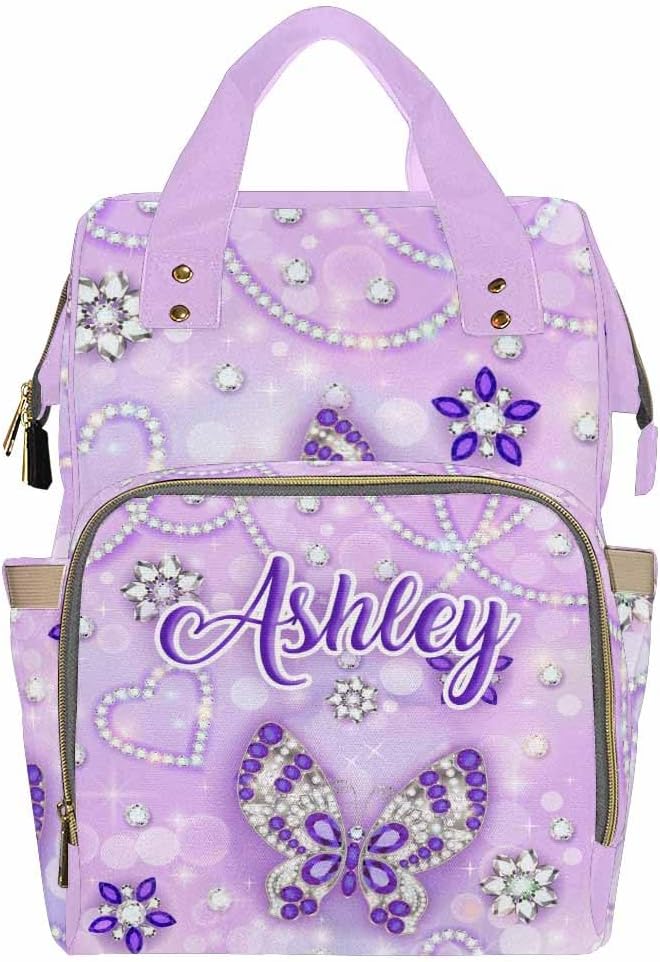 D-Story Custom Baby Bag - Unisex Hiking Camping Work Outdoor Casual Daypack Tote Backpack Custom Bag, Neon Butterfly