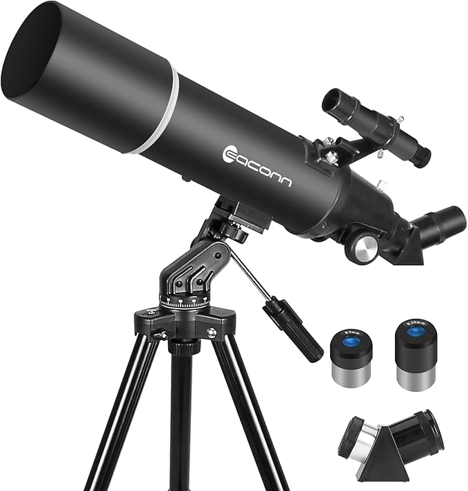 Telescopes for Adults Astronomy, 80mm Aperture 600mm Refractor Telescope for Kids & Beginners, Compact and Portable Travel Telescopio with Backpack