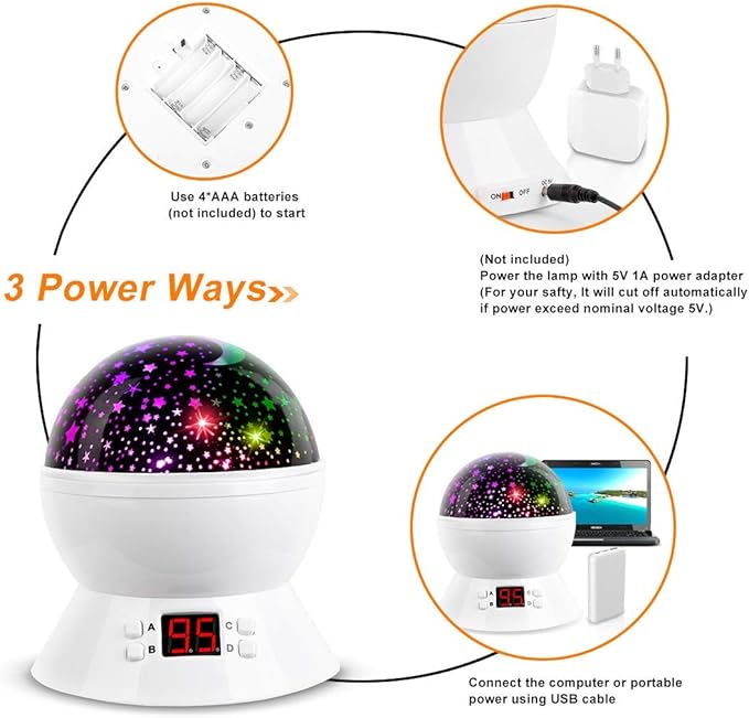 Star Night Light Projector for Kids with Timer - Glow in The Dark Stars and Moon, Best Gift for 1-14 Years Old
