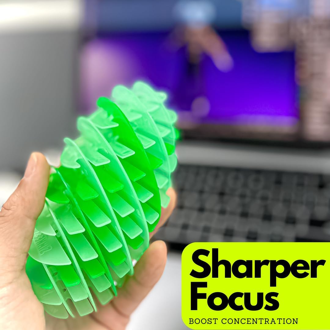 Zinkeez FlatBall - The Ultimate Flat-to-Ball Fidget Toy - for Kids, Teens and Adults Ages 4 and Up - Glow in Dark Radiant Green