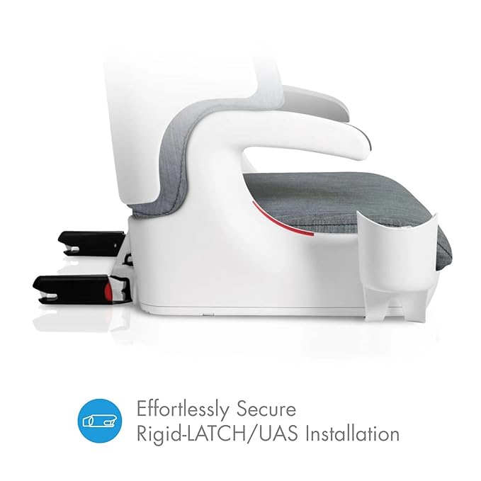 Clek Oobr High Back Booster Seat with Adjustable Headrest, Reclining Design, Latch System, and Retardant-Free Fabric (Latte Ziip)