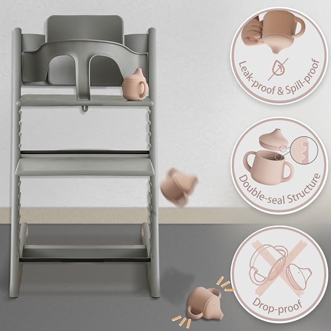 Moonkie Silicone Baby Sippy Cups | 3 Stages Training Cup Straw Cup for Infants Toddlers and Kid | 4 oz 2Pack