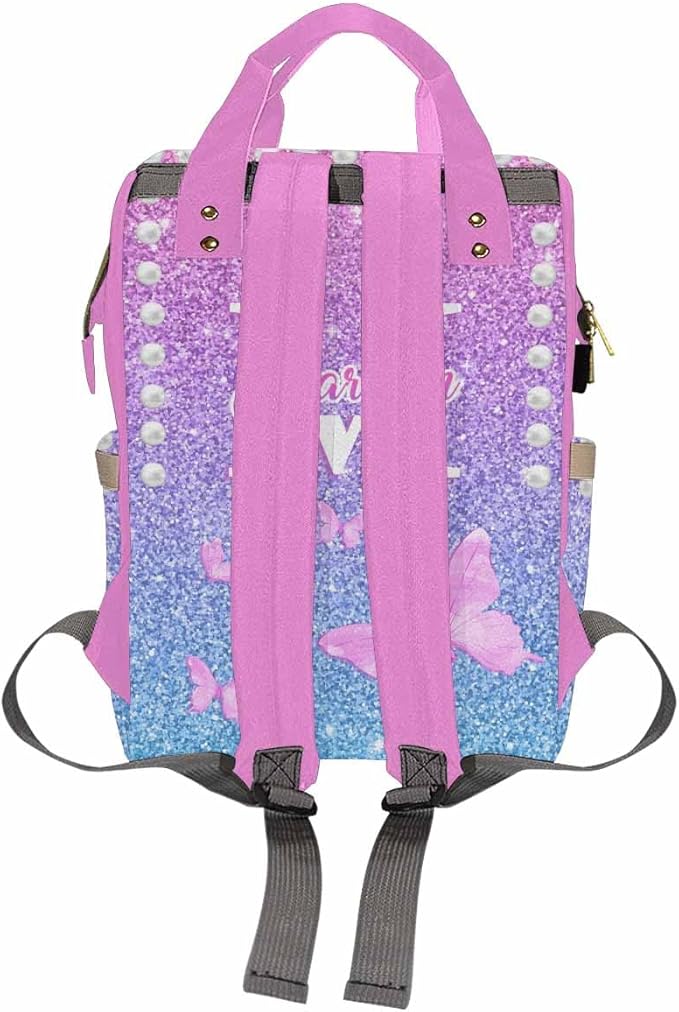 Customize Baby Bag Baby Bags Fors Customized Diaper Bag Customized Backpacks Nappy Backpack Adjustable Shoulder Straps Casual Daypack, Colorful Butterfly