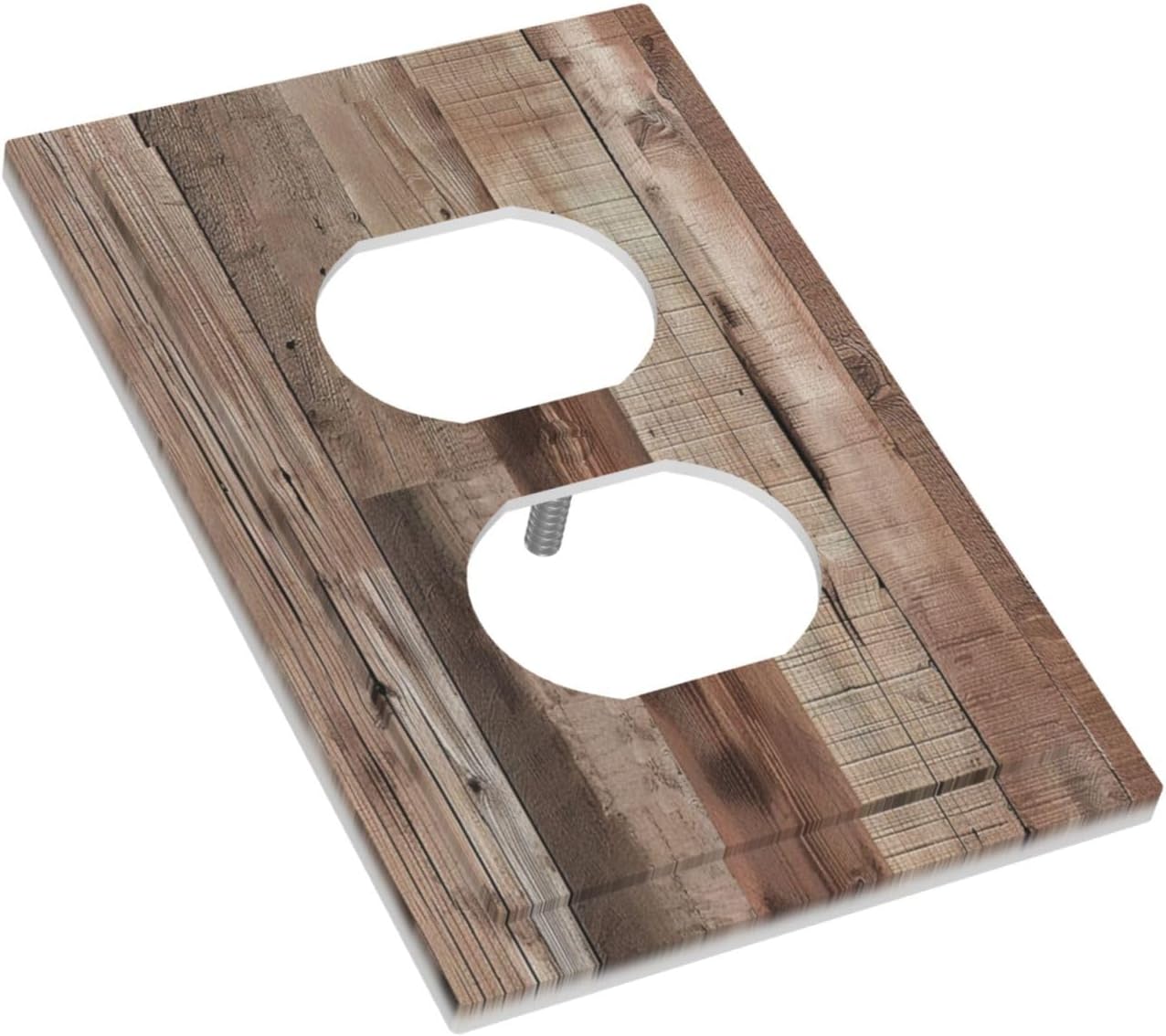 Decorative Outlet Covers Retro Wood Plank Vintaga Wooden Board 1 Gang Duplex Light Switch Cover Plate Wall Plates for Electrical Outlets Switchplate Faceplate for Bedroom Home Decor