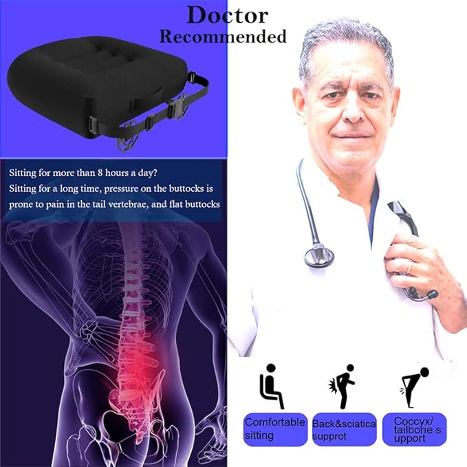 Car Booster Seat Cushion, Chair Cushions, Comfort Seat Cushion Pillow for Office Chair/Car Seat, Butt, Tailbone, Back, Coccyx, Short People Adult Booster Chair Cushions Relief Pad