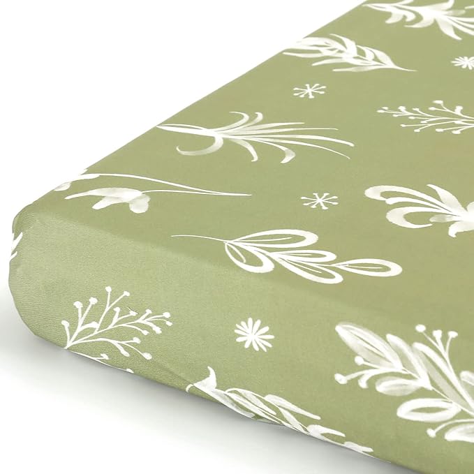 Pack n Play Sheets Fitted 2 Pack, Stretchy Ultra Soft Jersey Knit Pack and Play Sheets, Universal Fitted Portable/Mini Crib Mattresses Snug and Safe, Oliver Flora for Boy and Girl