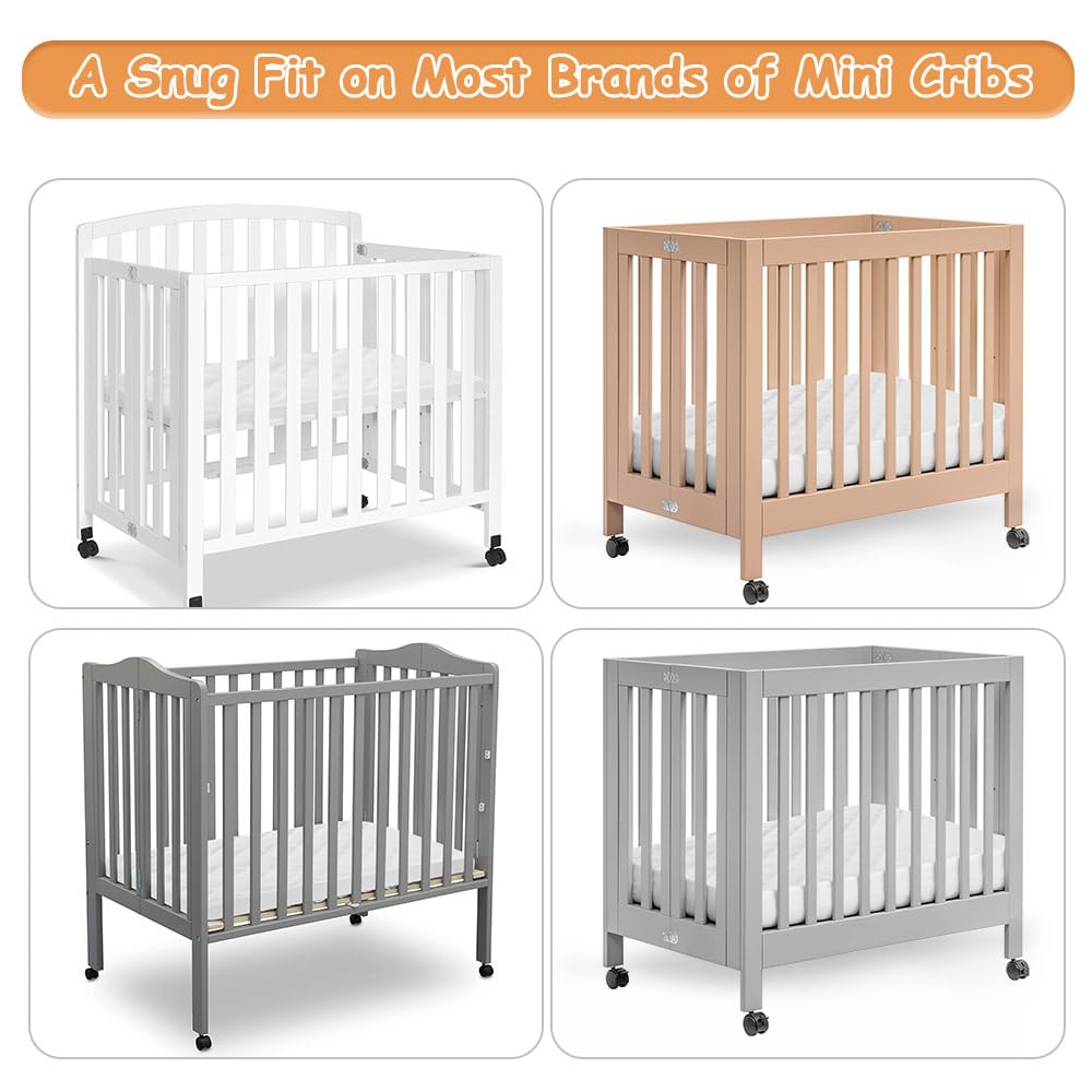 Yoofoss Waterproof Mini Crib Mattress Protector 2 Pack, Quilted Mattress Pad Cover Soft and Breathable, Machine Washable Portable Mattress Protector for Standard Baby Crib Size 38"X24"