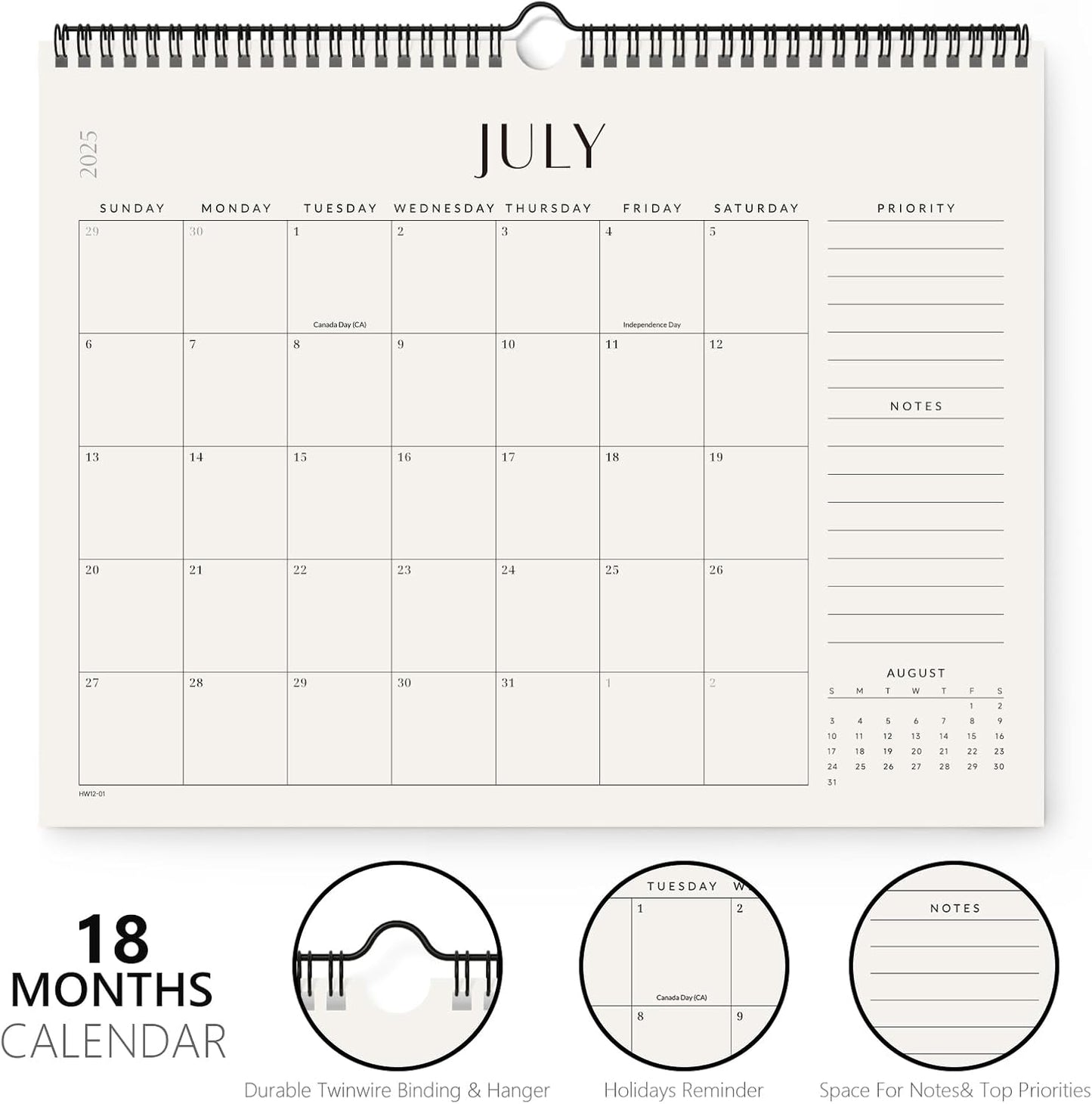 Jotsome Wall Calendar 2025-2026, Academic Monthly Wall Calendar From July 2025 to December 2026 14.2x11.2 inch for Home and Office, Easy Planning