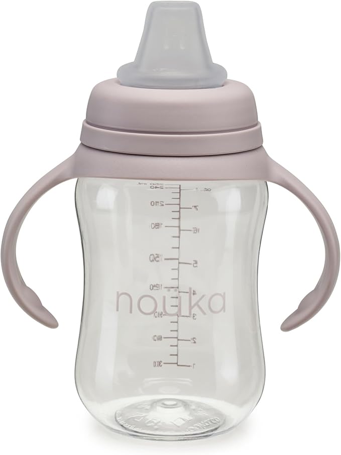 nouka Soft Spout Tritan Sippy Cup | Leak Proof and Easy Grip | Removable Handles | Bloom