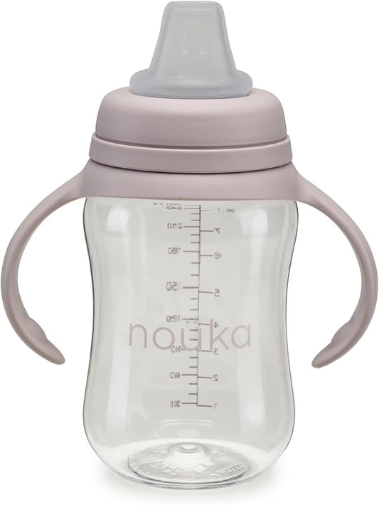 nouka Soft Spout Tritan Sippy Cup | Leak Proof and Easy Grip | Removable Handles | Bloom