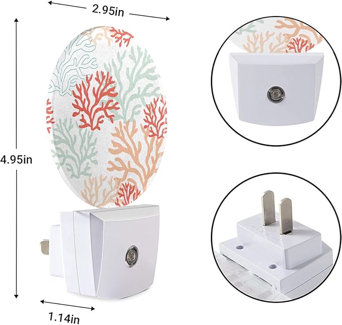 EKOBLA Sea Beach Coral Night Light Ocean Underwater Corals LED Dusk to Dawn Plug-in Nightlights Auto Sensor for Home Indoor Bathroom Hallway Kitchen