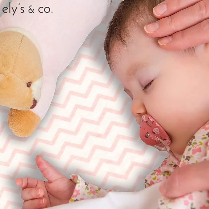 Ely's & Co Pack n Play , Portable mini Crib Sheet Set 100% Jersey Cotton Pink Chevron and Polka Dots for Baby Girl, 2 Pack