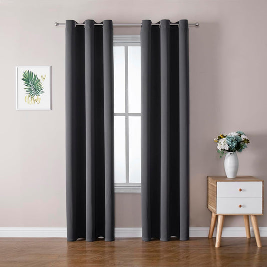 ChrisDowa Blackout Curtains 78 inches Long for Bedroom - 2 Panels Set Grommet Thermal Insulated Room Darkening Curtains for Living Room (Dark Grey, 42 x 78 Inch)