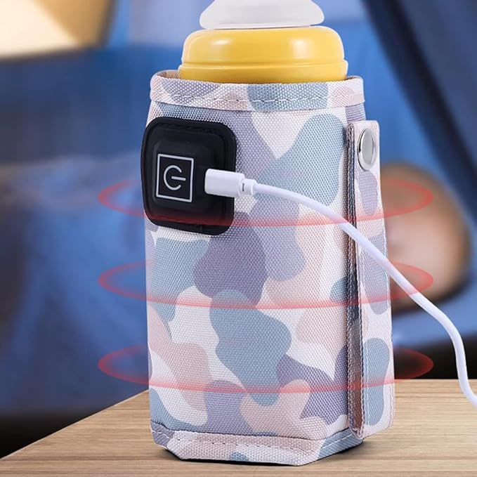 Car Travel Bottle Warmer,5V 2A USB Heating Bottle Warmer 40°C-60 °C Three Gear Adjustable Car Travel Milk Bottle Warmer Milk Heat Keeper Lightweight Milk Heater Cover,Blue