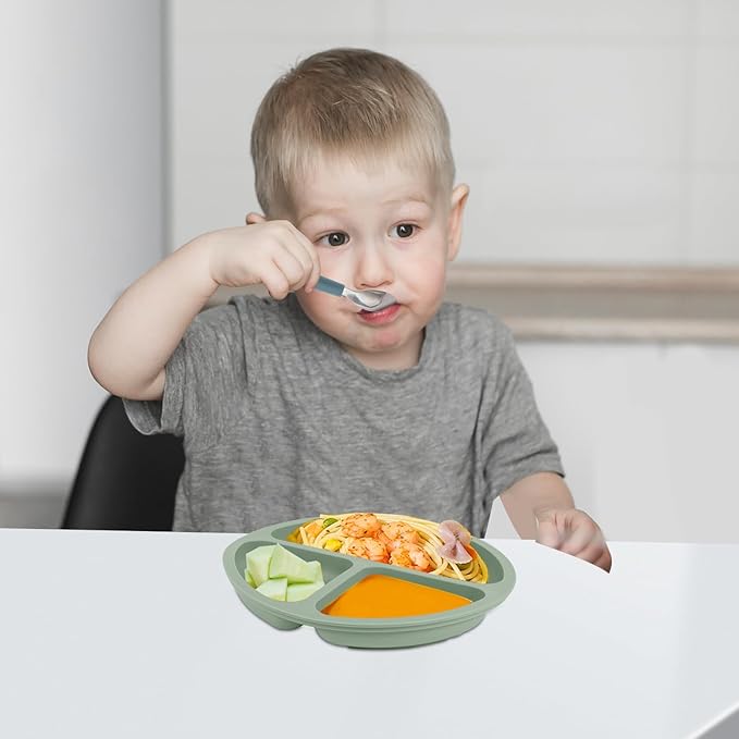 Toddler Utensils, Kids Silverware with Silicone Handle, Spoons and Forks Set, 18/8 Stainless Steel Children Safe Feeding Supplies, 6 Pack, Dishwasher Safe